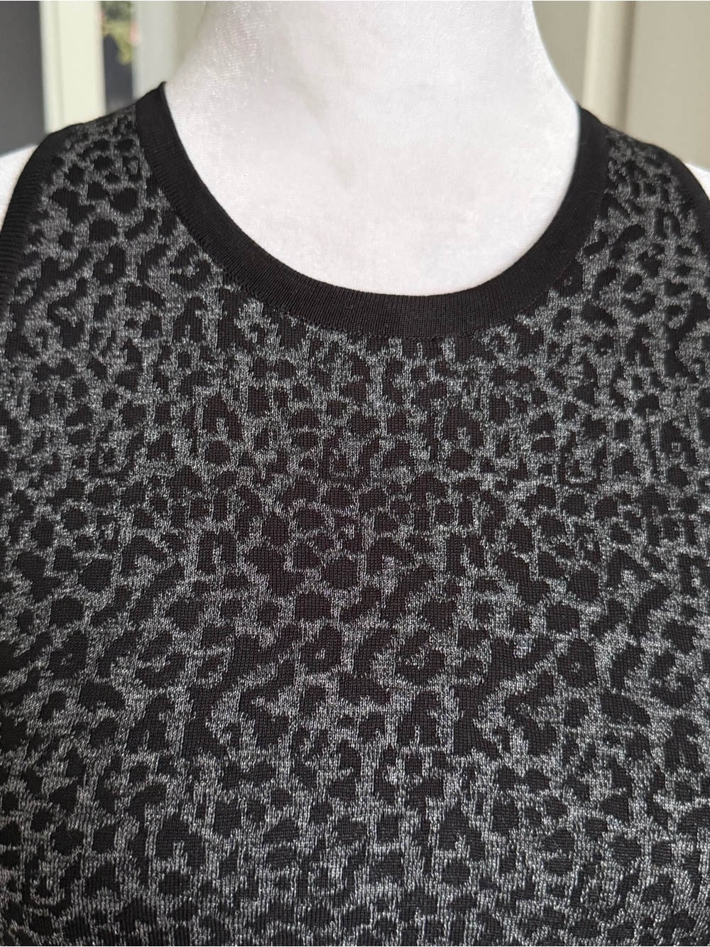 NWT Saint Laurent Black and Gray Leopard Print A-Line Silk Mini Dress Size M - Picture 2 of 10